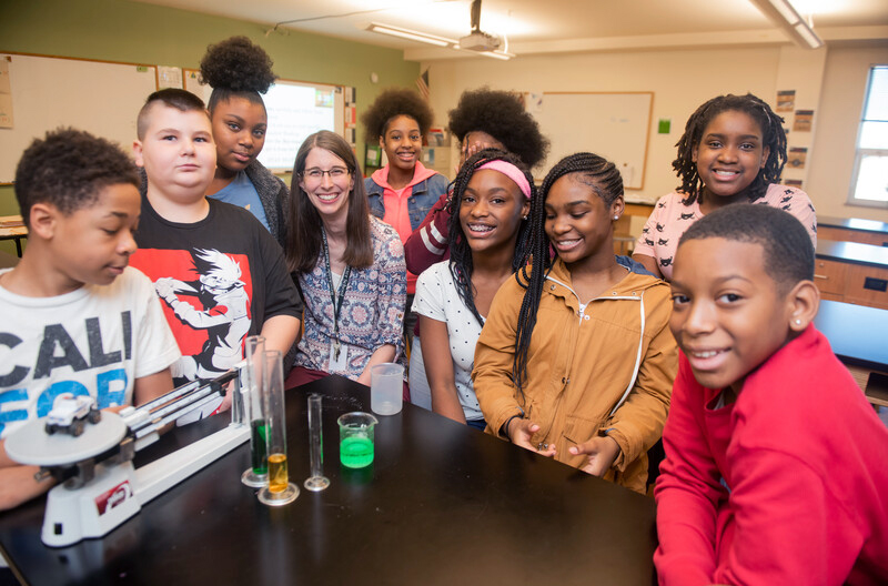 Students pose for a photo together