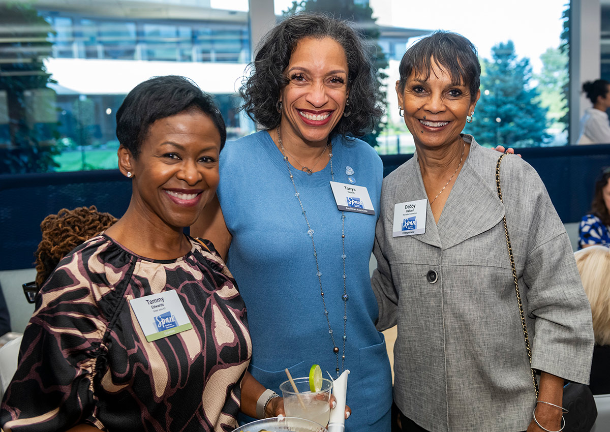 Tammy Edwards, Tonya Guinn, and Debby Ballard at the Ewing Marion Kauffman Foundation Spark Open House event